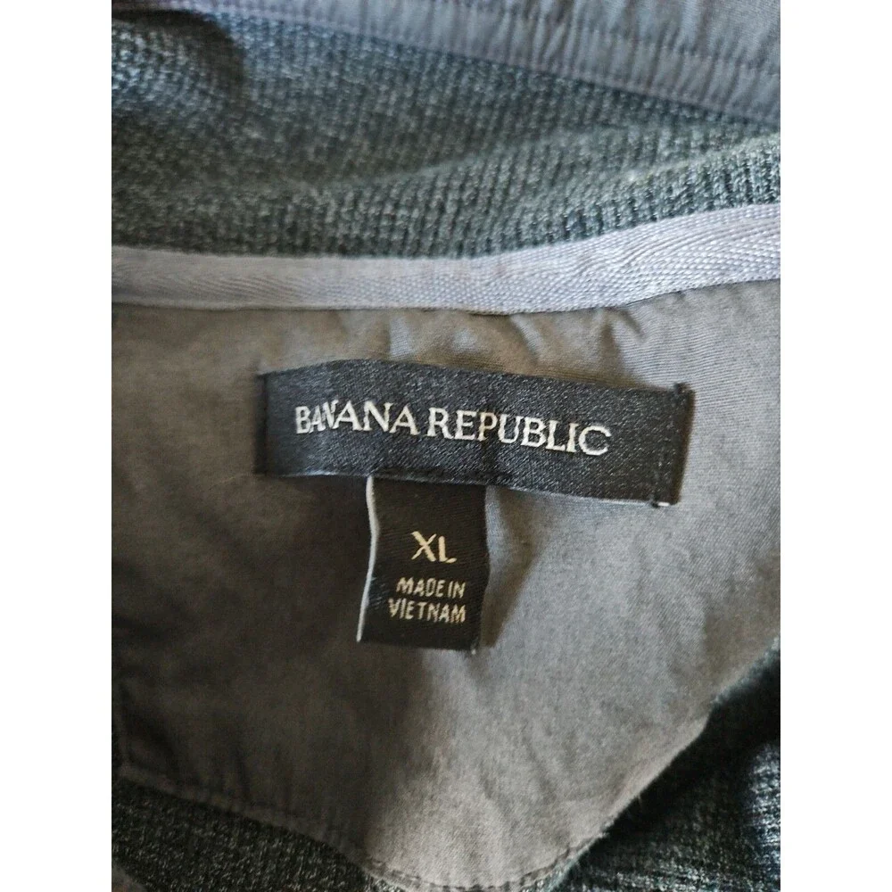 Banana Republic Sweater Men XL Thermal Knit Collared 1/4 Button Pullover Gray